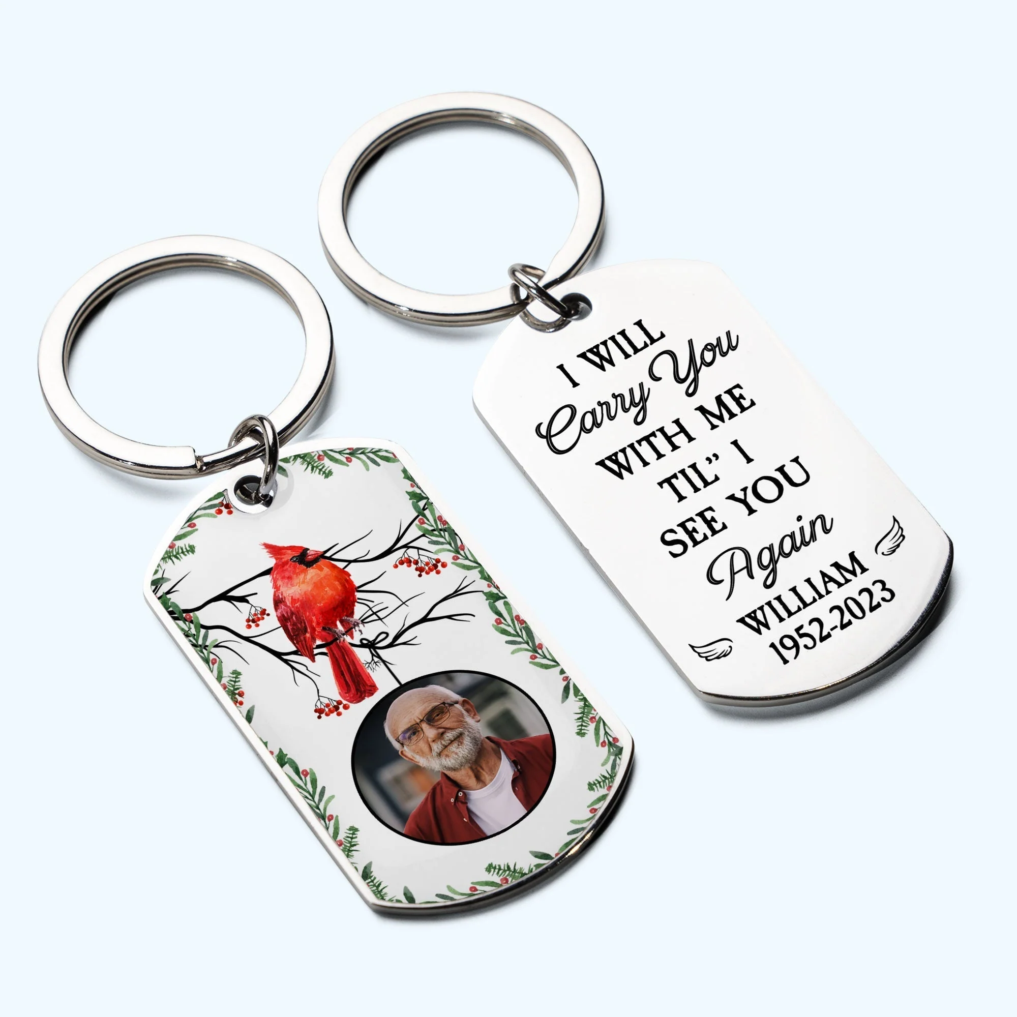 I Will Carry You With Me -Personalized Engraved Stainless Steel Keychain - Image 6