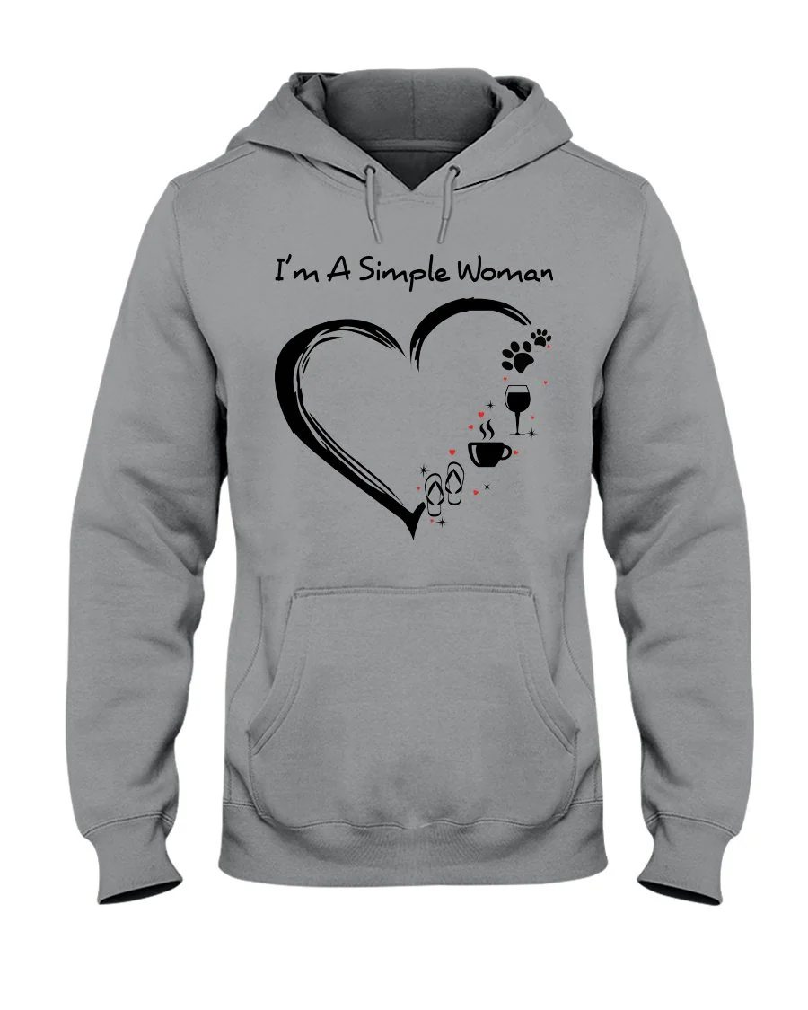 I'm a simple woman - dogs mom Hooded Sweatshirt - Image 5