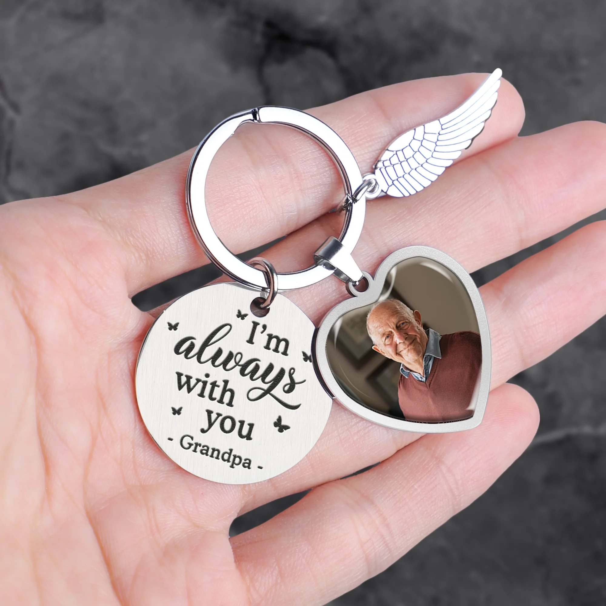 I'm Always With You Memorial Gift - Personalized Photo Keychain - Image 2