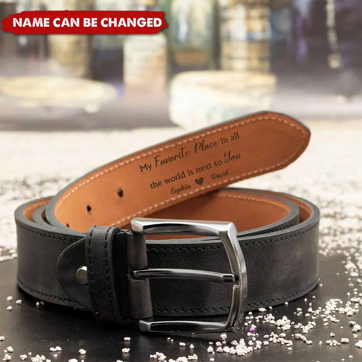 I'm Yours No Returns Or Refunds - Personalized Engraved Leather Belt - Image 2