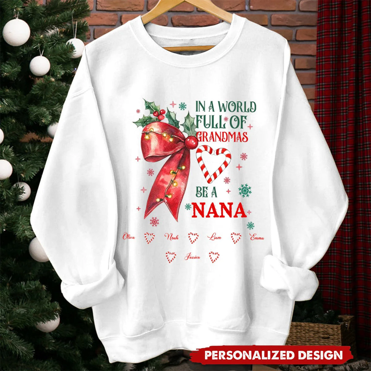 In A World Full Of Grandmas Be A NANA - Personalized Grandma&Kid Sweatshirt - Image 2