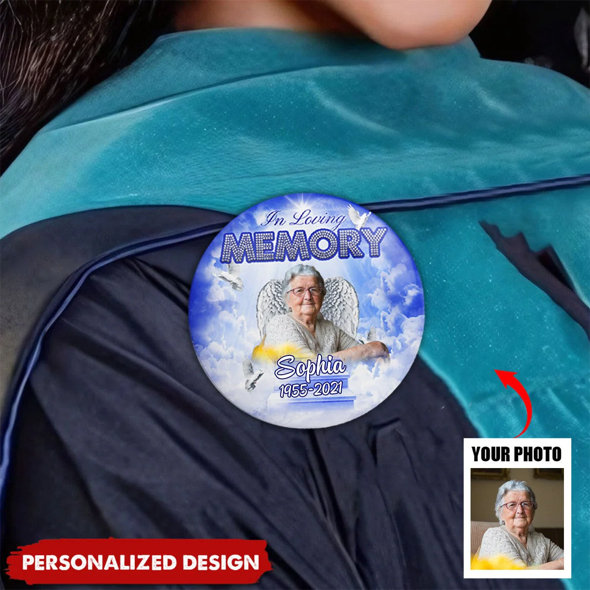 In Loving Memory Custom Memorial Button Pin - Image 2