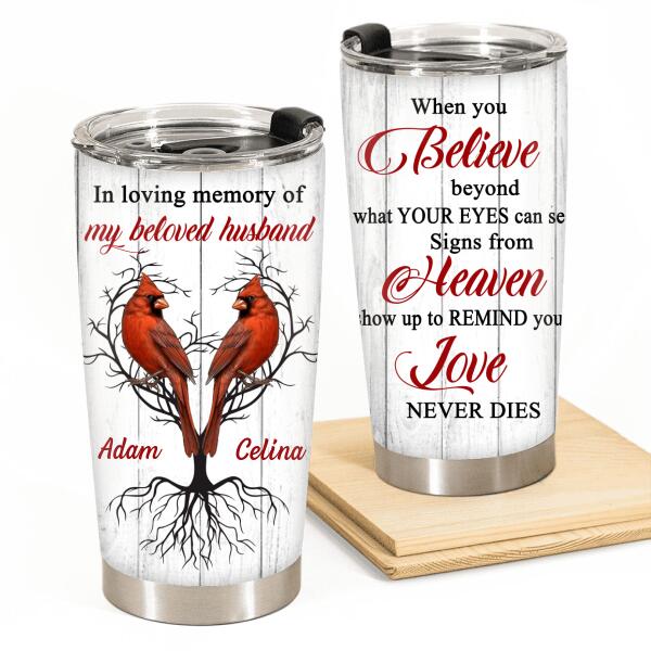 In Loving Memory Of My Beloved Husband Personalized Tumbler - Image 3