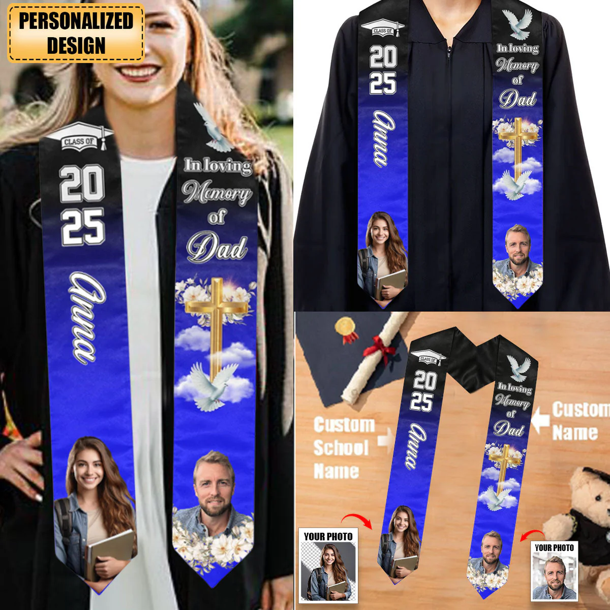In Loving Memory-Personalized Custom Graduation Stole, Class of 2025 - Image 2