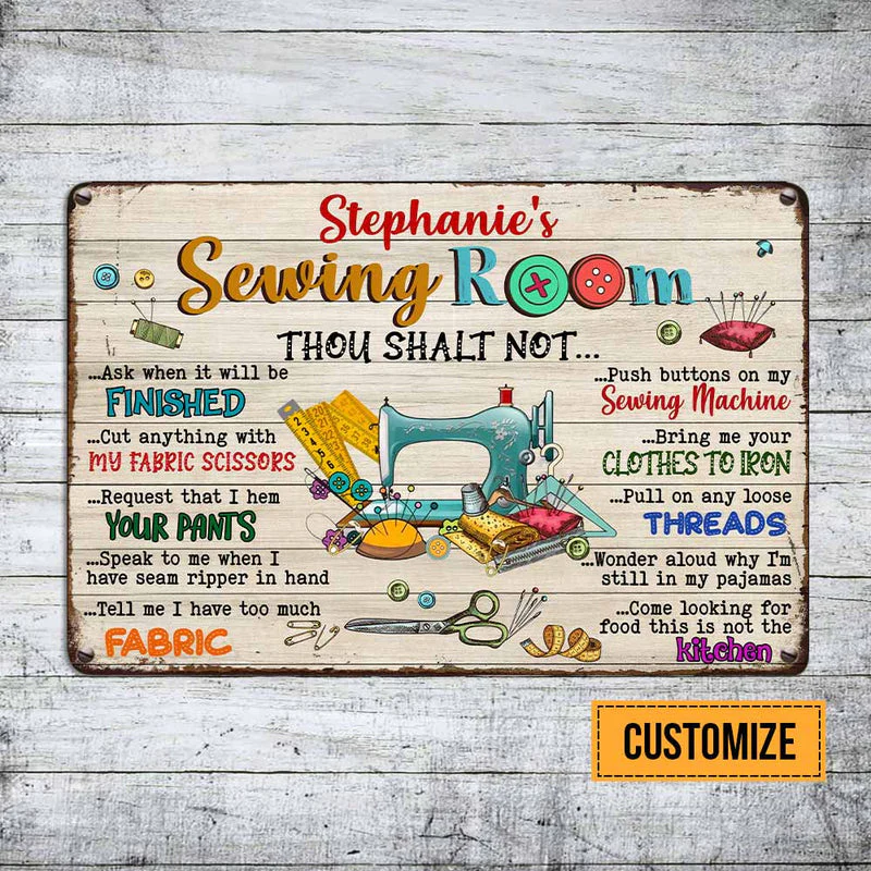 Indoor Decor Sewing Room Rules Personalized Metal Sign - Image 2