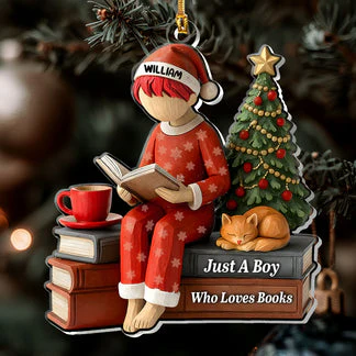 Just A Girl Who Loves Books - Personalized Acrylic Ornament - Image 2
