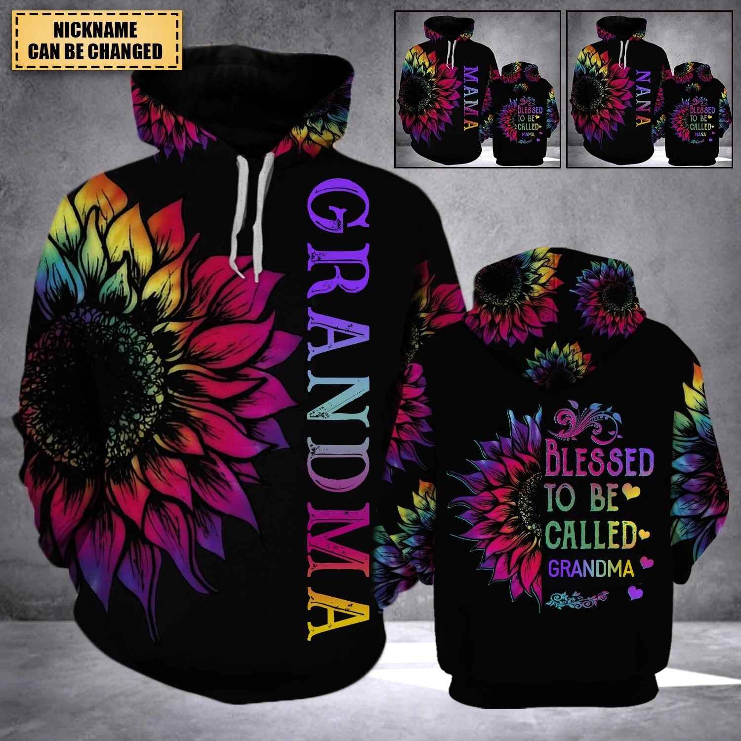 Blessed To Be Called Grandma Personalized Hoodie 3D PRINTED