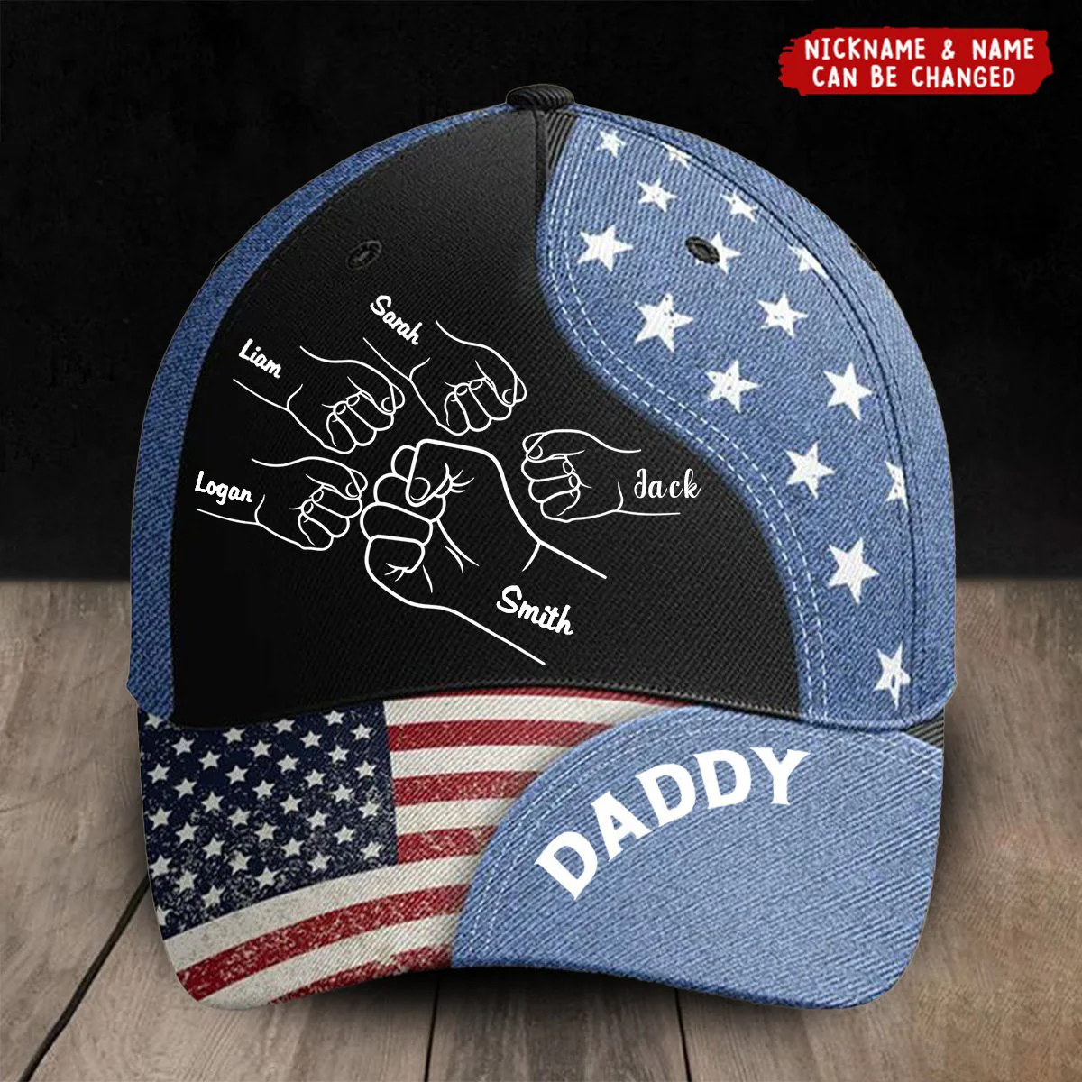 Leather Pattern Grandpa Papa Daddy Fist Bump Personalized Cap - Image 2