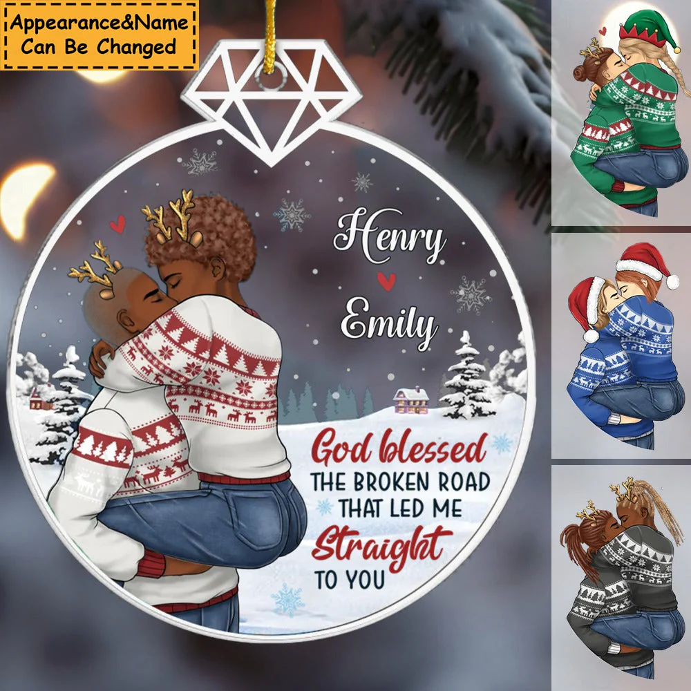 Led Me Straight To You Couple Personalized Custom Acrylic Ornament - Image 3