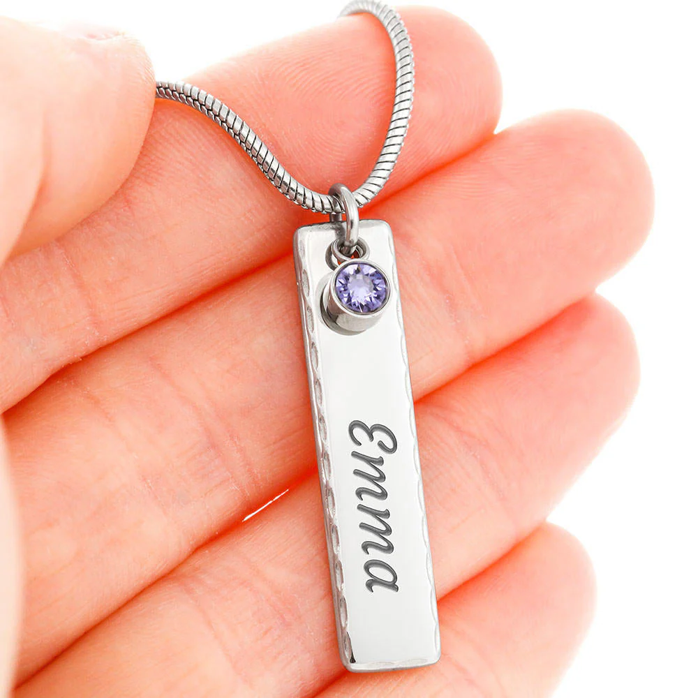 Personalized Engraved Granddaughter Birthstone Necklace - Image 3