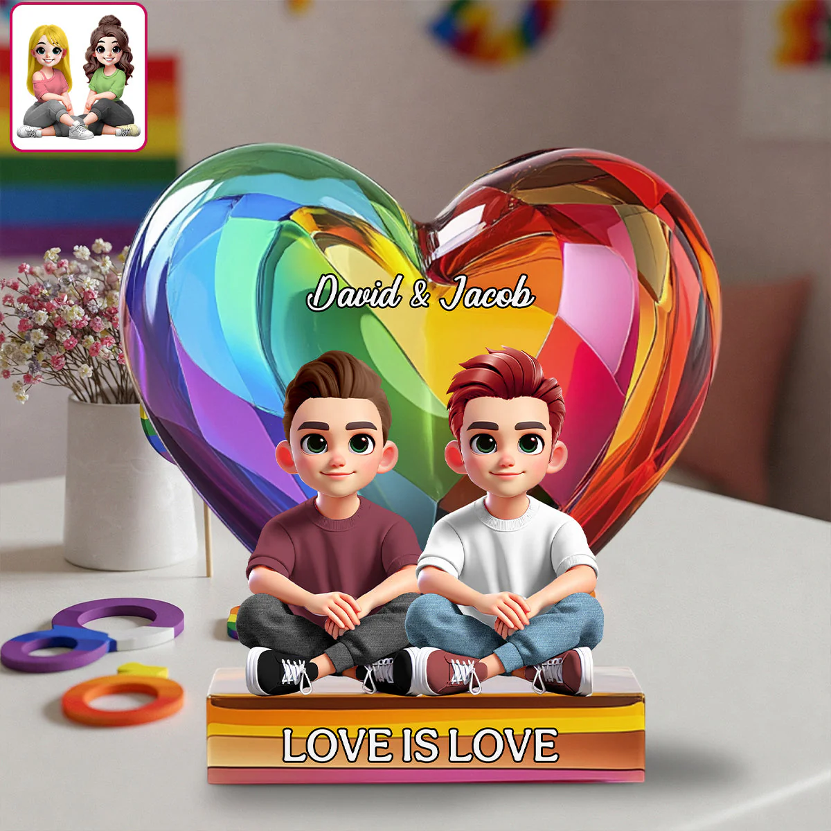 Love Is Love - Personalized LGBT Support Acrylic Plaque - Image 2