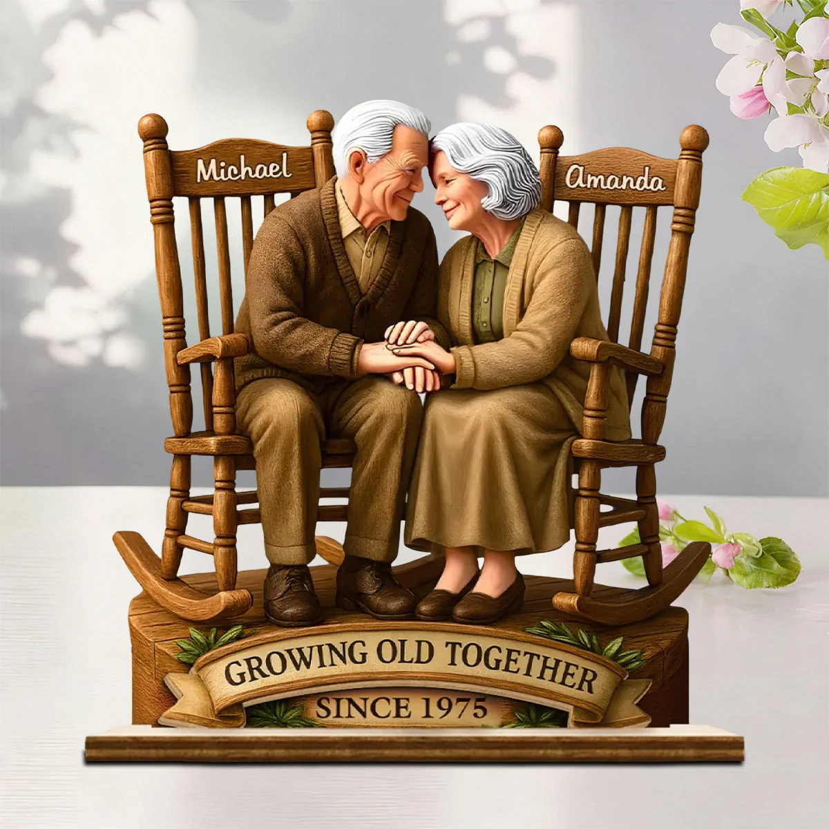 Love That Grows With Time Couple Personalized Wood Plaque - Image 2