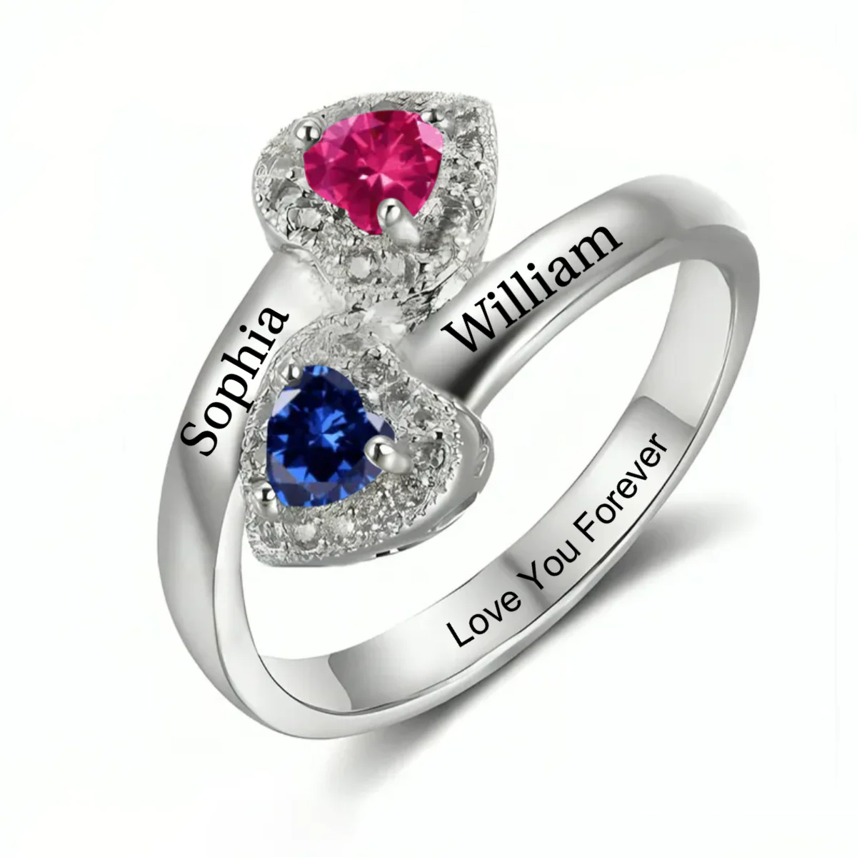 Love You Forever - Personalized Promise Birthstones Ring - Image 4