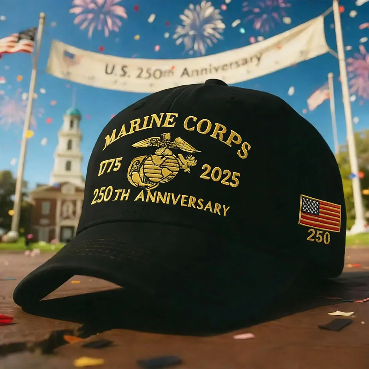 Marine Corps 250th Anniversary Hat, U.S. Army Unisex Cap - Image 2