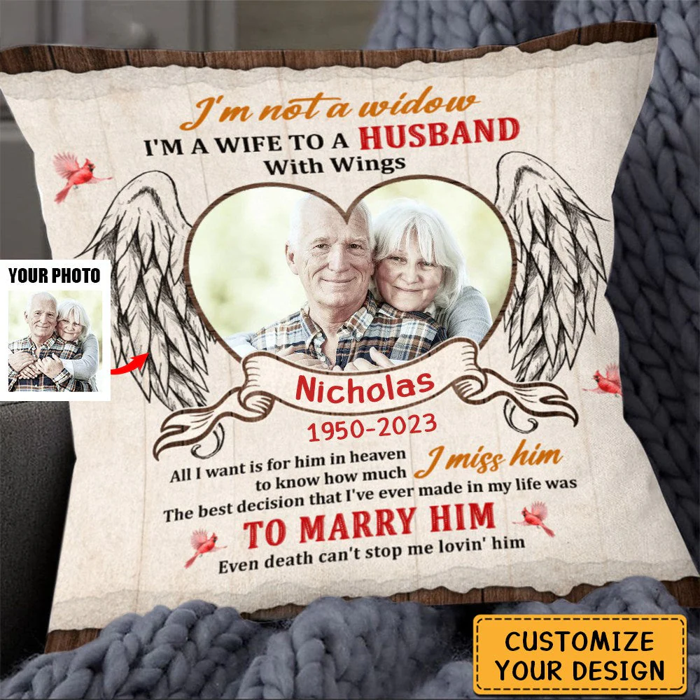 Memorial Gift For Wife Loss Husband Cardinal Christmas Pillow - Image 2