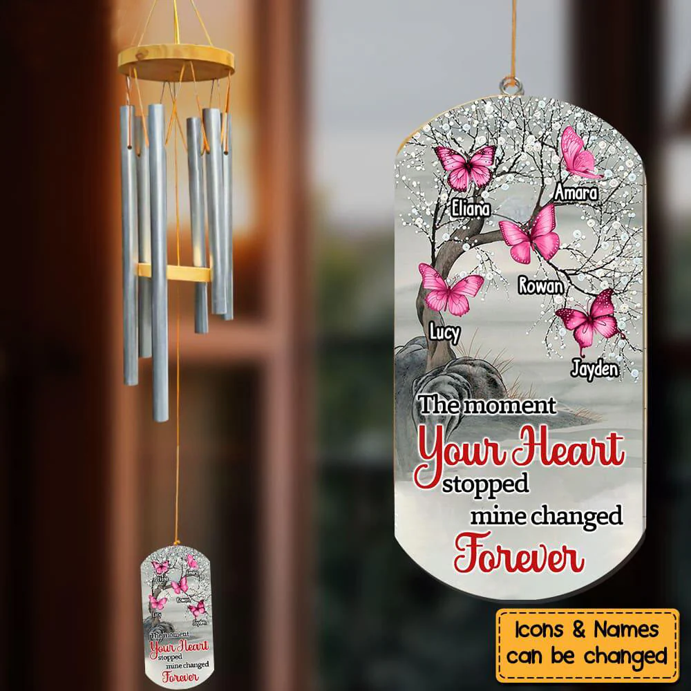 Memorial Gift The Moment Your Heart Stopped Mine Changed Forever Wind Chime - Image 2