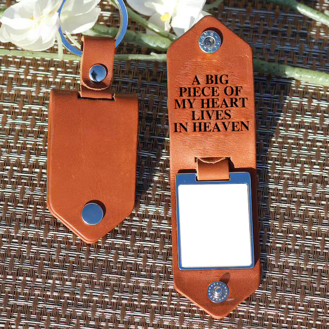 Memorial Leather Keychain with Picture - Image 3