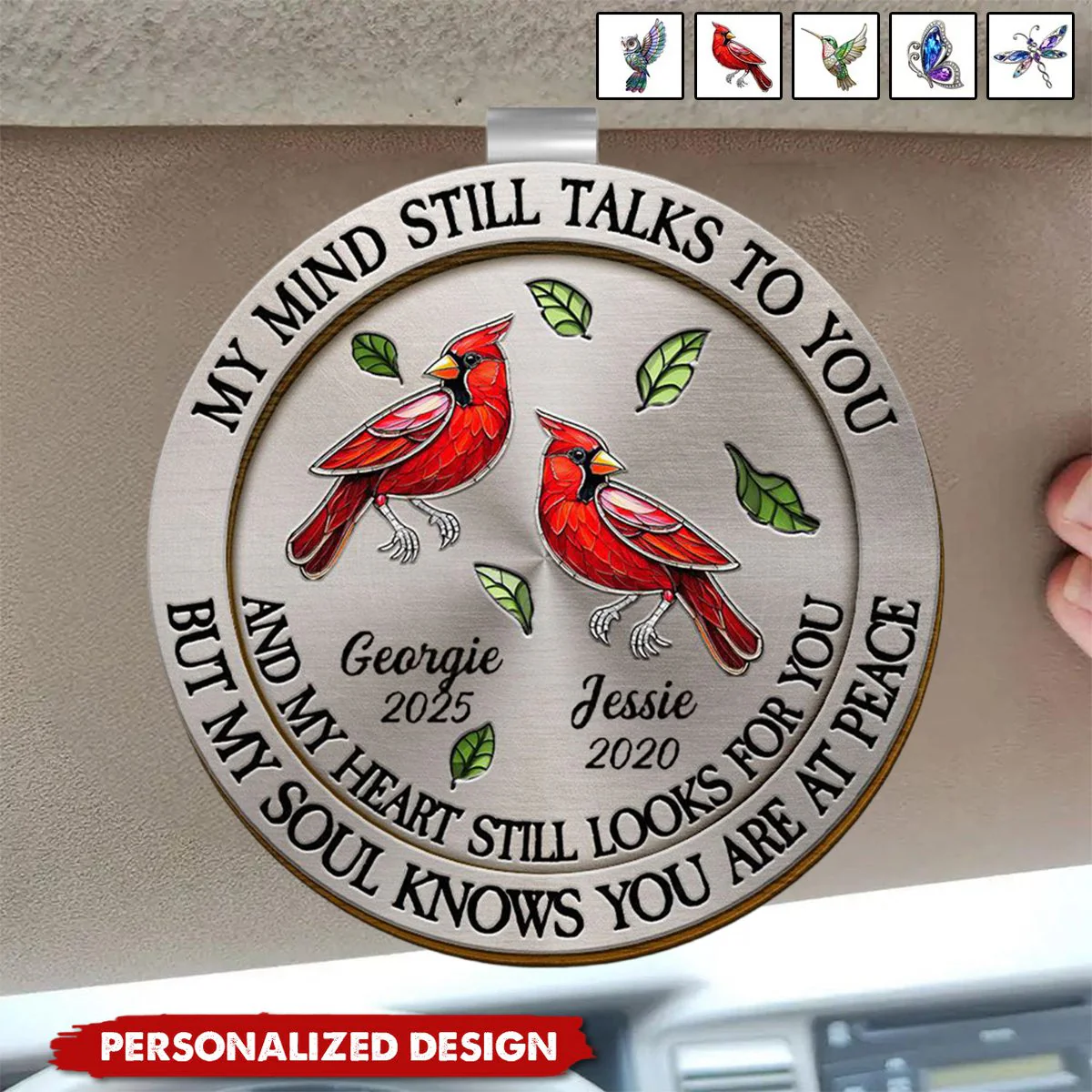 Memorial My Mind Still Talks To You - Personalized Custom Shaped Car Visor Clip - Image 2