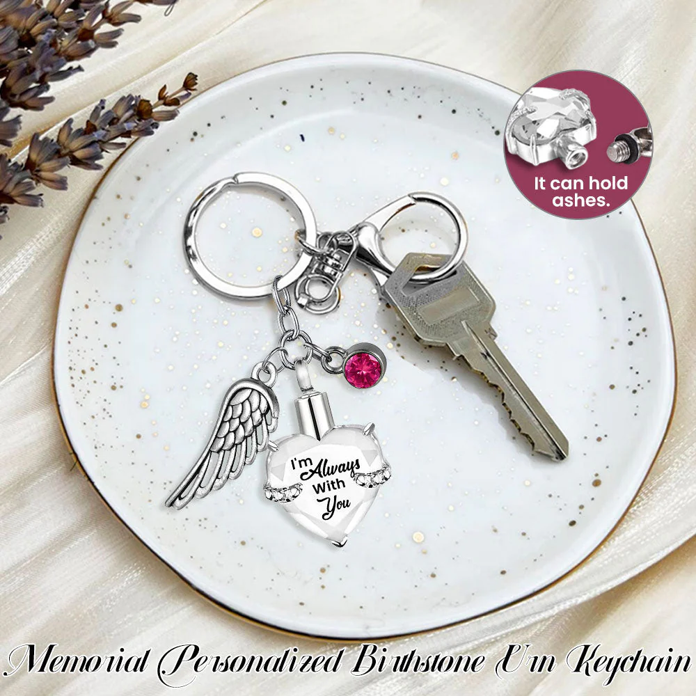 Memorial Personalized Birthstone Urn Keychain With Wing - Image 2