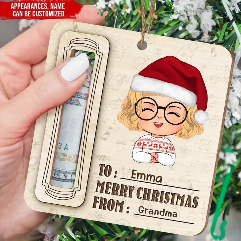 Merry Christmas With Kids Name - Personalized Ornament, Money Holder Christmas Gift - Image 3