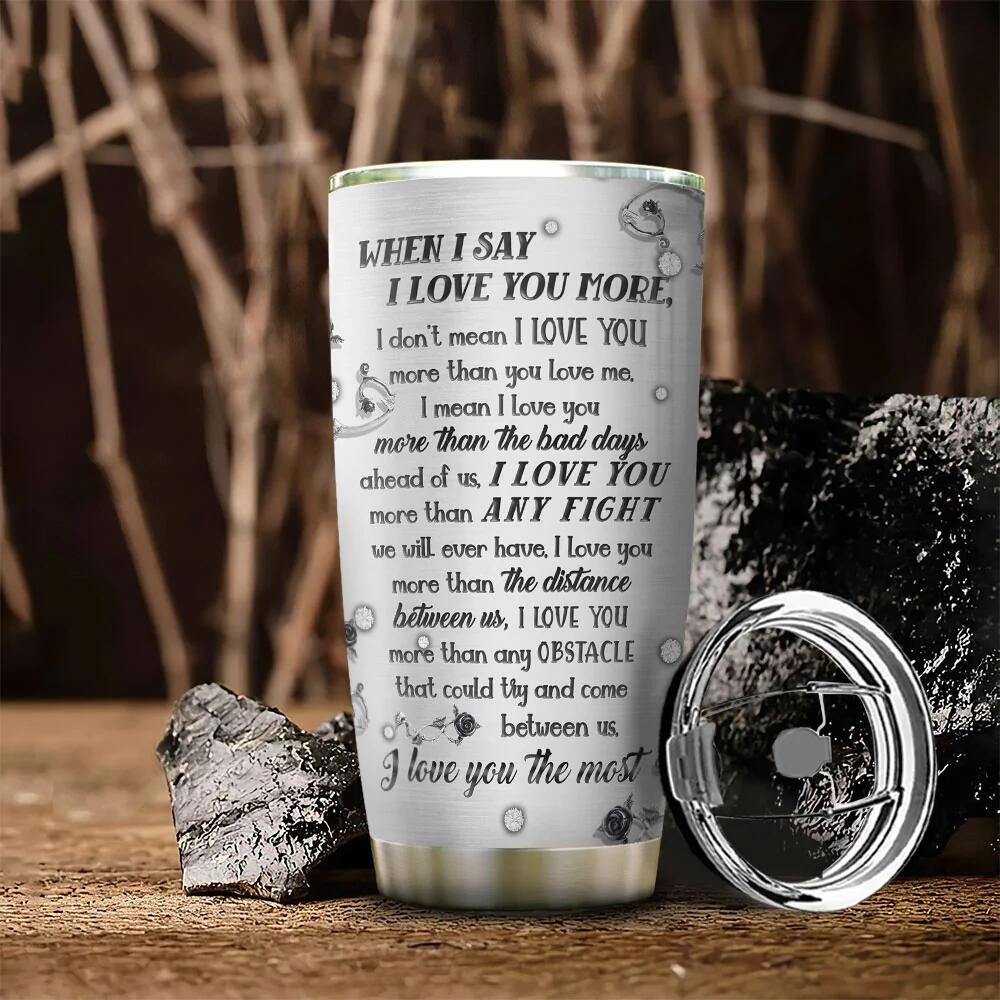 Metal Style Skull Couple Love You Tumbler - Image 2