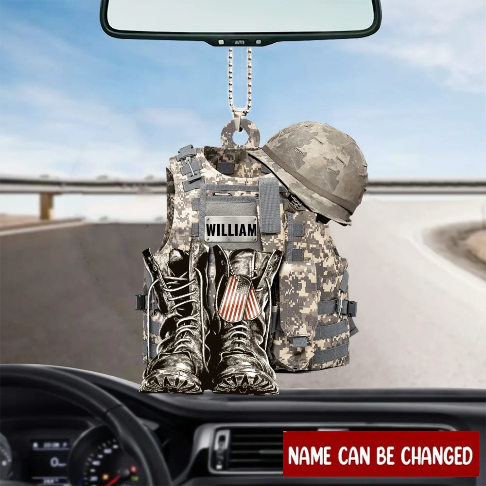 Military Uniform - Boots & Hat - Personalized Flat Acrylic Ornament - Image 2