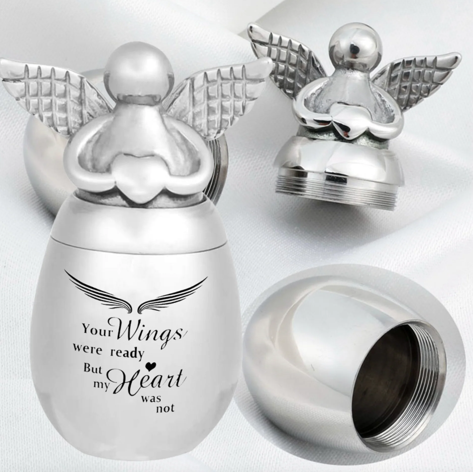 Mini Angel Keepsake Urn for Ashes-Your Wings were Ready, But My Heart was Not - Image 2