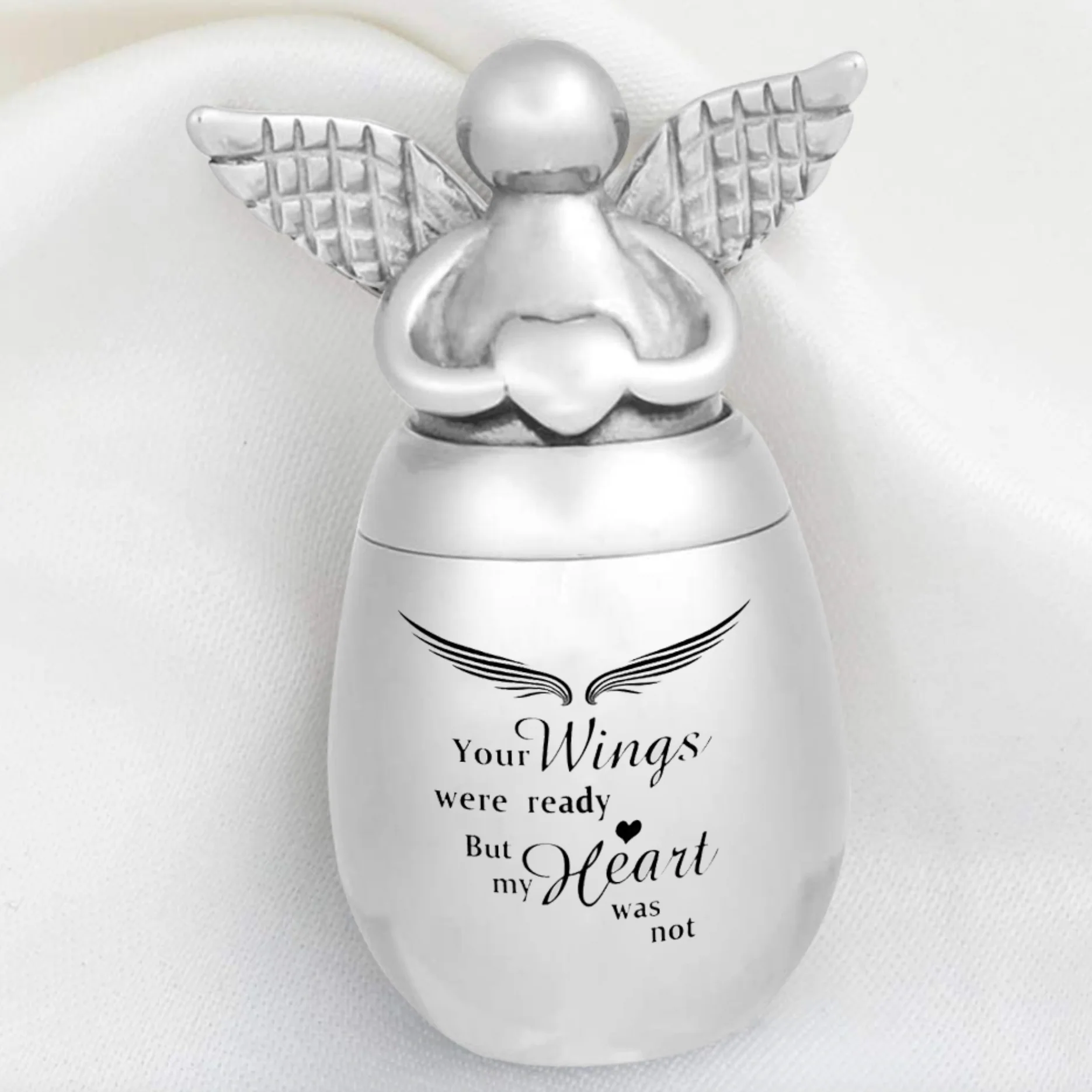 Mini Angel Keepsake Urn for Ashes-Your Wings were Ready, But My Heart was Not - Image 3
