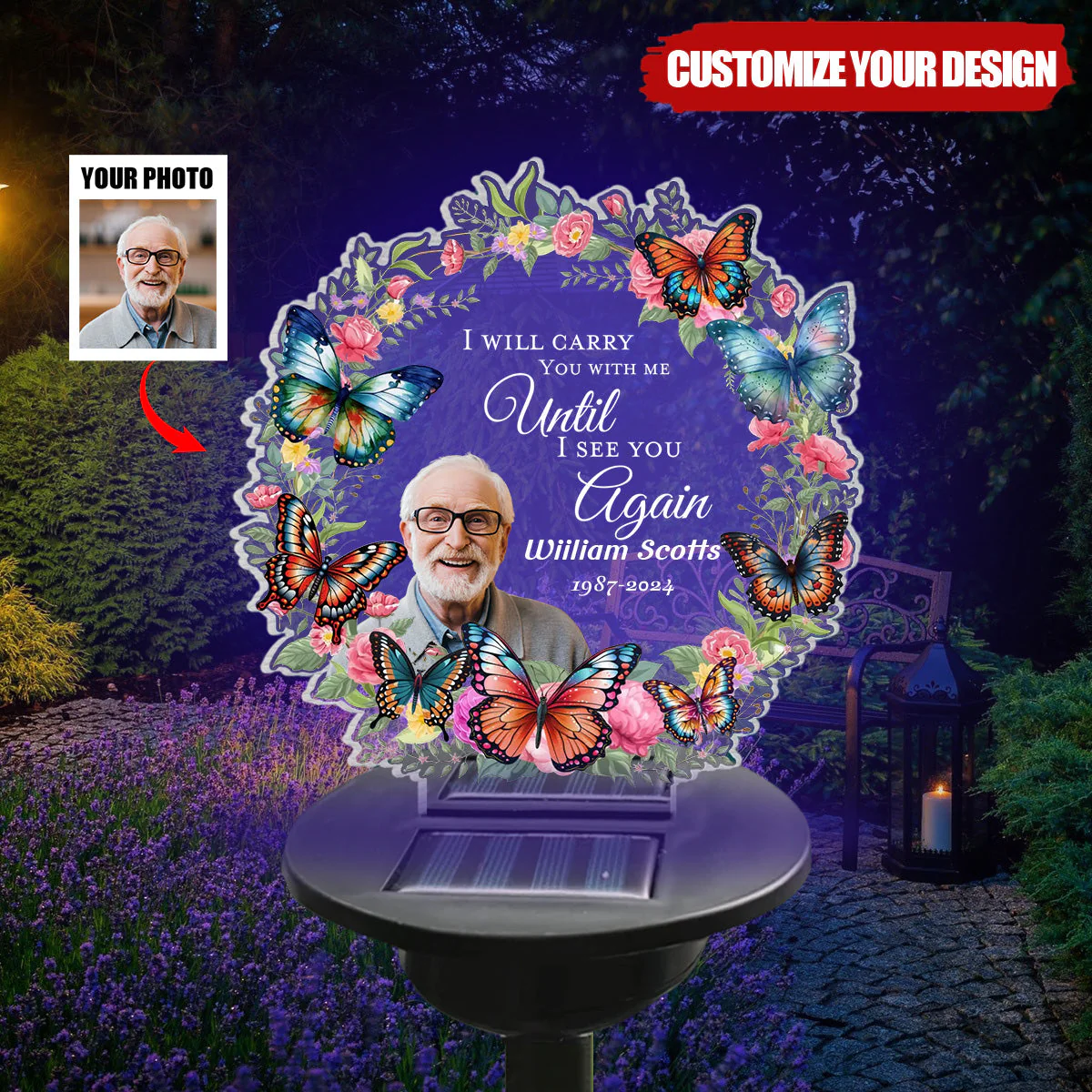 In Memory Of Personalized Garden Solar Light, Memorial Gift - Image 2