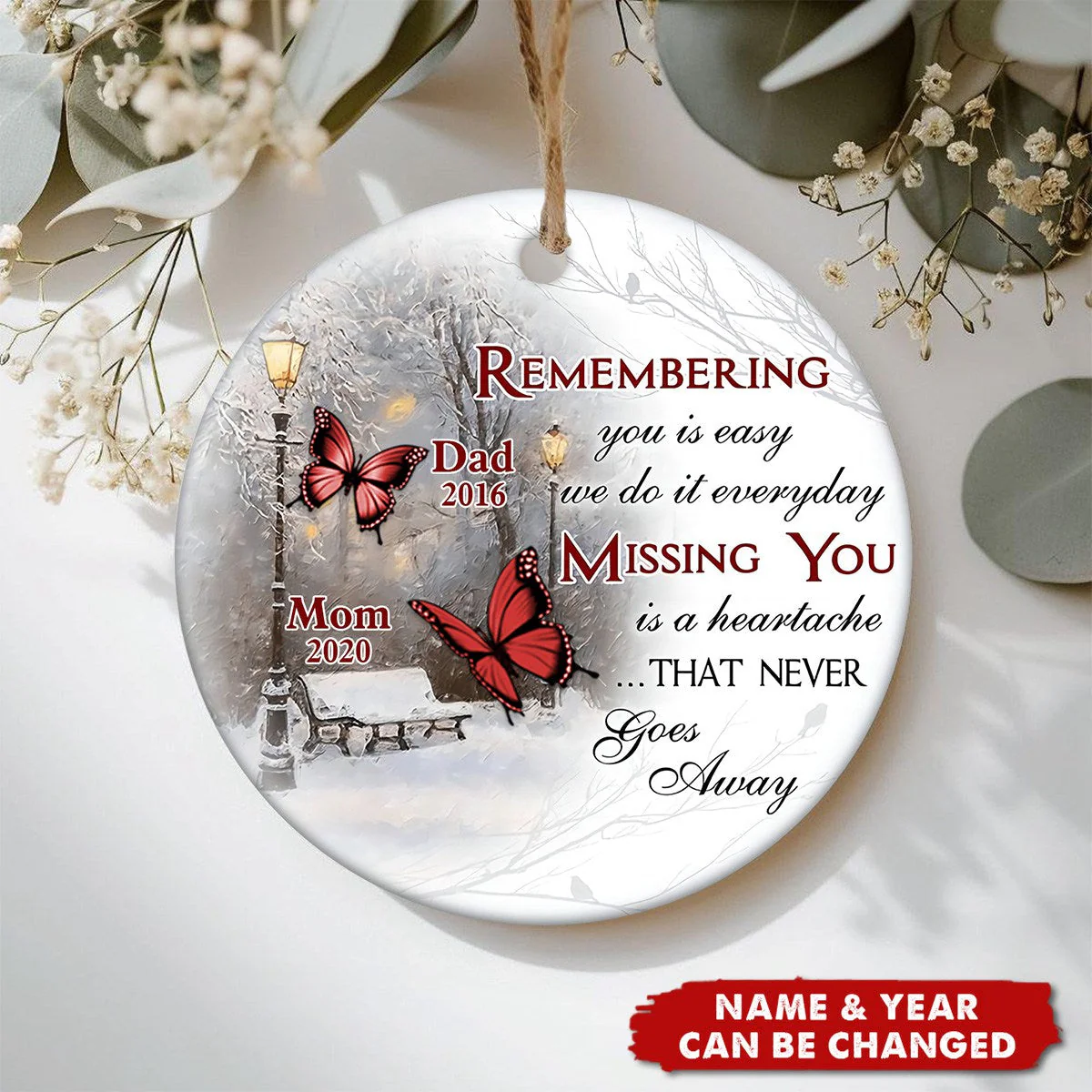 Missing You Is A Heartache - Personalized Ceramic Ornament - Image 2