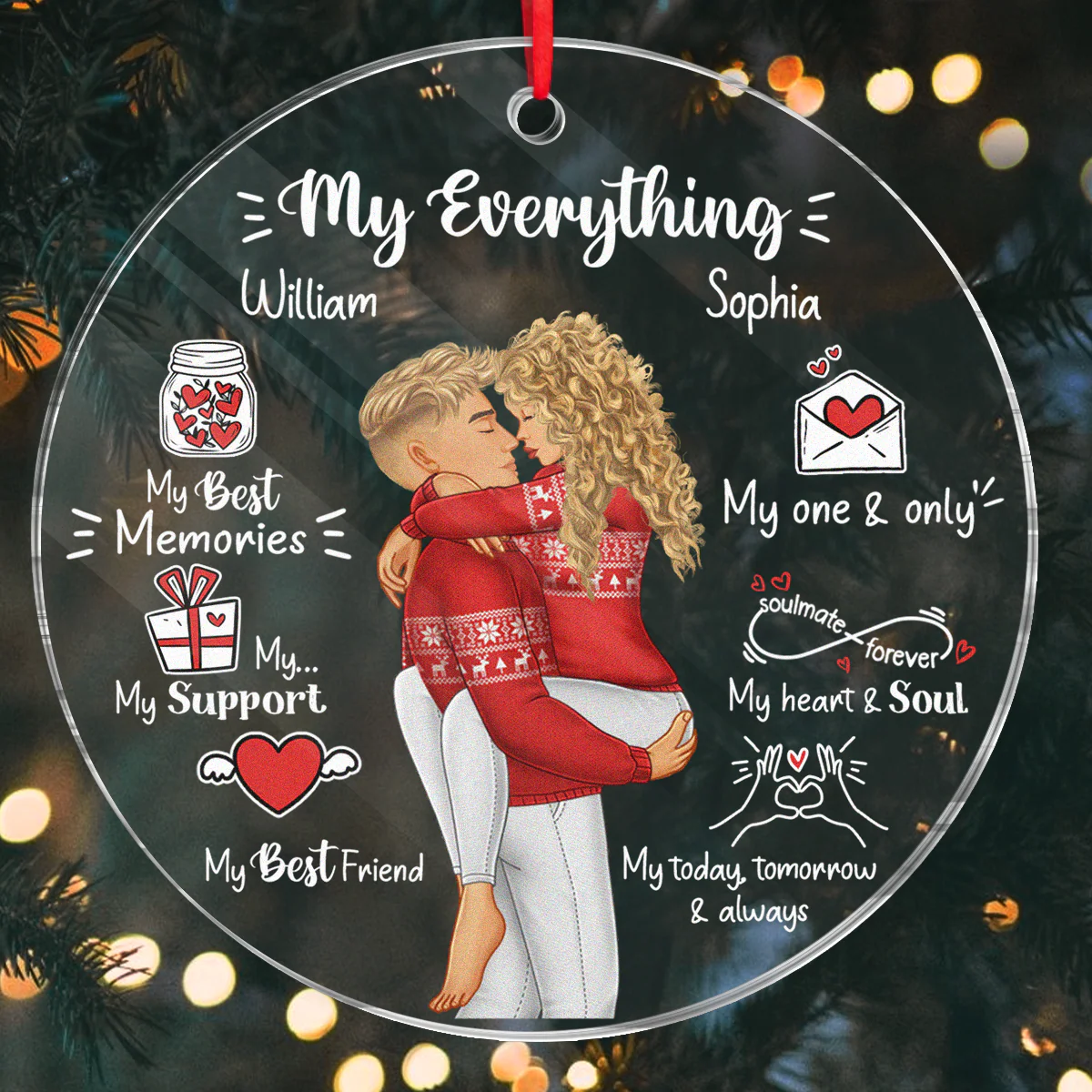 My Everything Is You - Customized Personalized Couple Ornament - Image 2