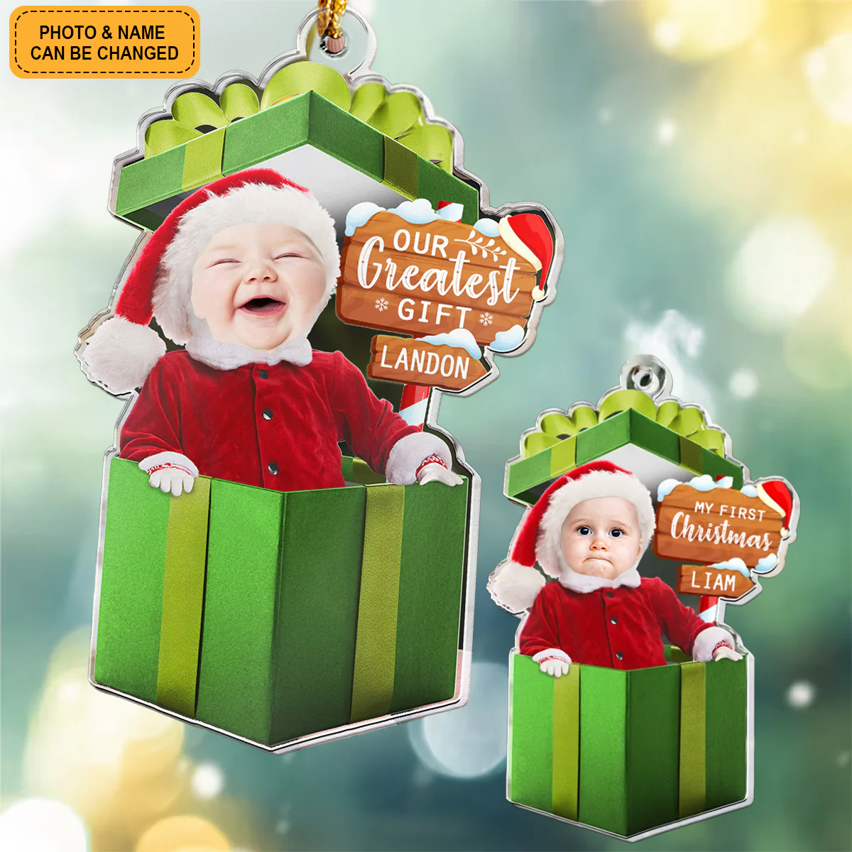 My First Christmas - Personalized Custom Upload Photo Ornament - Image 2