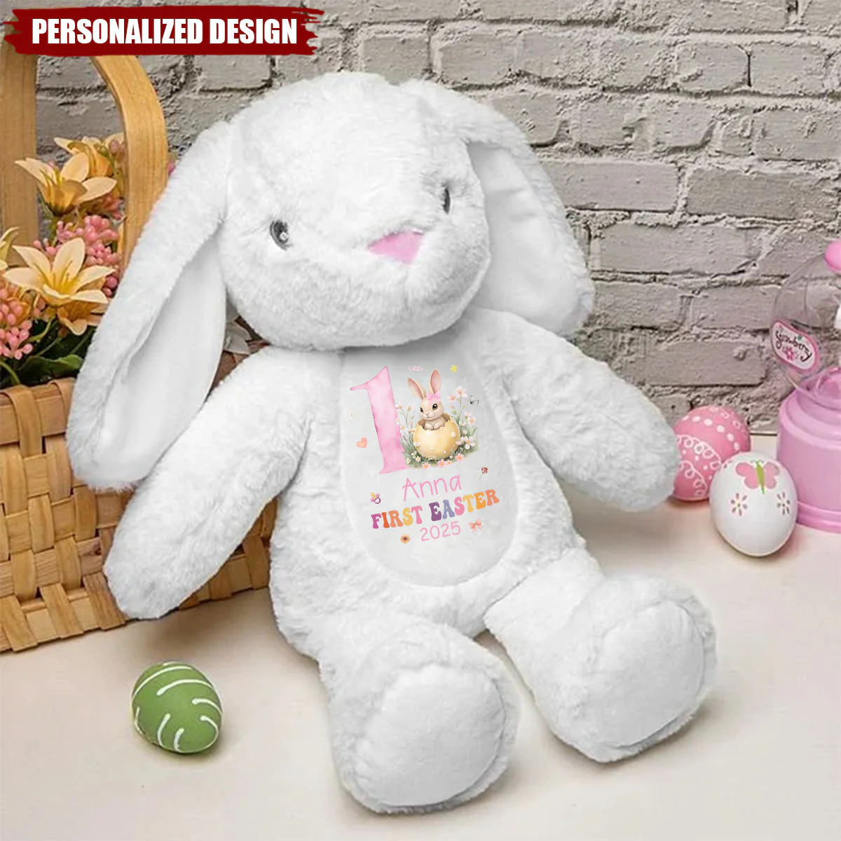 My First Easter-Personalized Easter Bunny Plush Toy-Gift For Baby Kids, Newborn Baby - Image 2