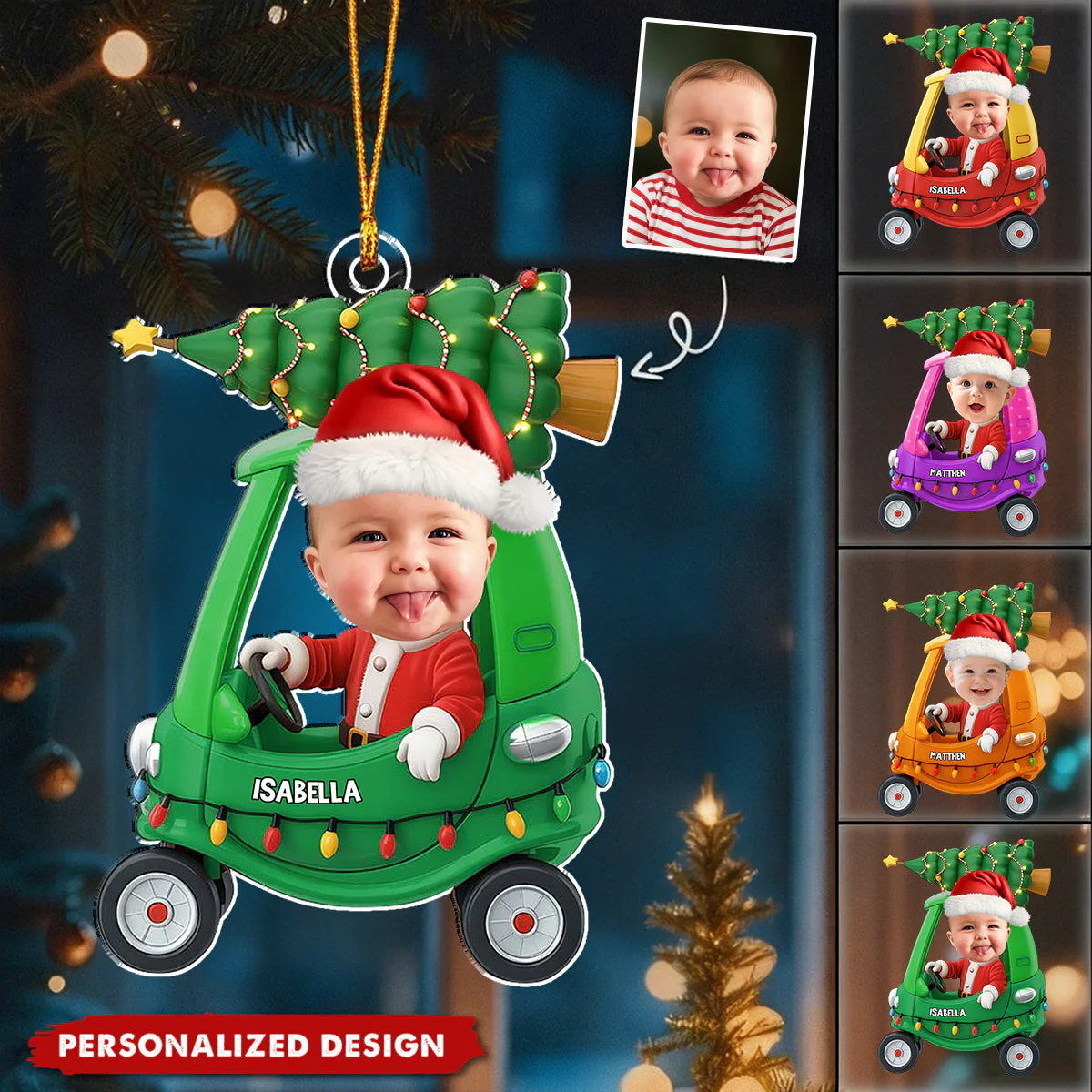 My Lovely Grandkid - Personalized Baby Photo Christmas Ornament - Image 2