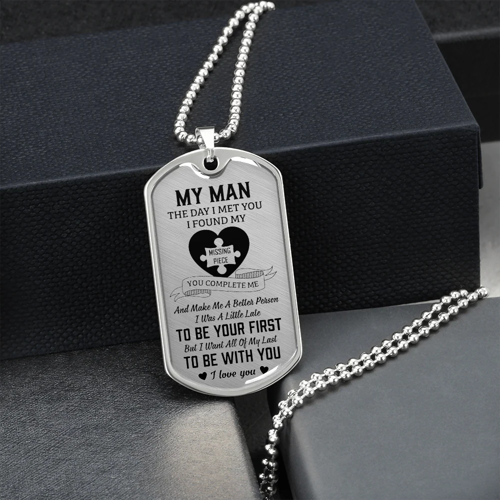 My Man - I Found My Missing Piece Luxury Dog Tag Necklace - Image 5