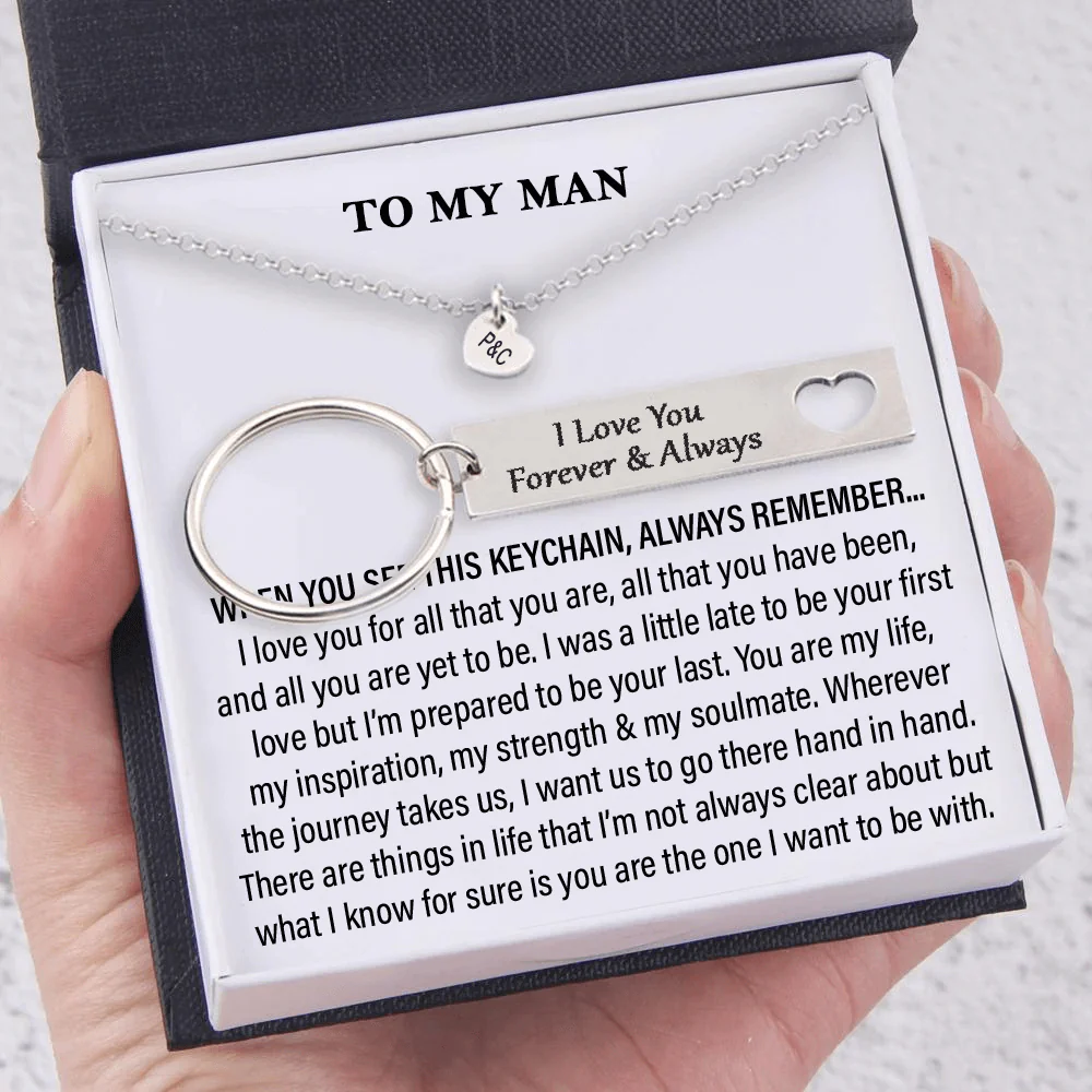 When You See This Keychain Always Remember-Personalized Keychain and Heart Necklace - Image 3