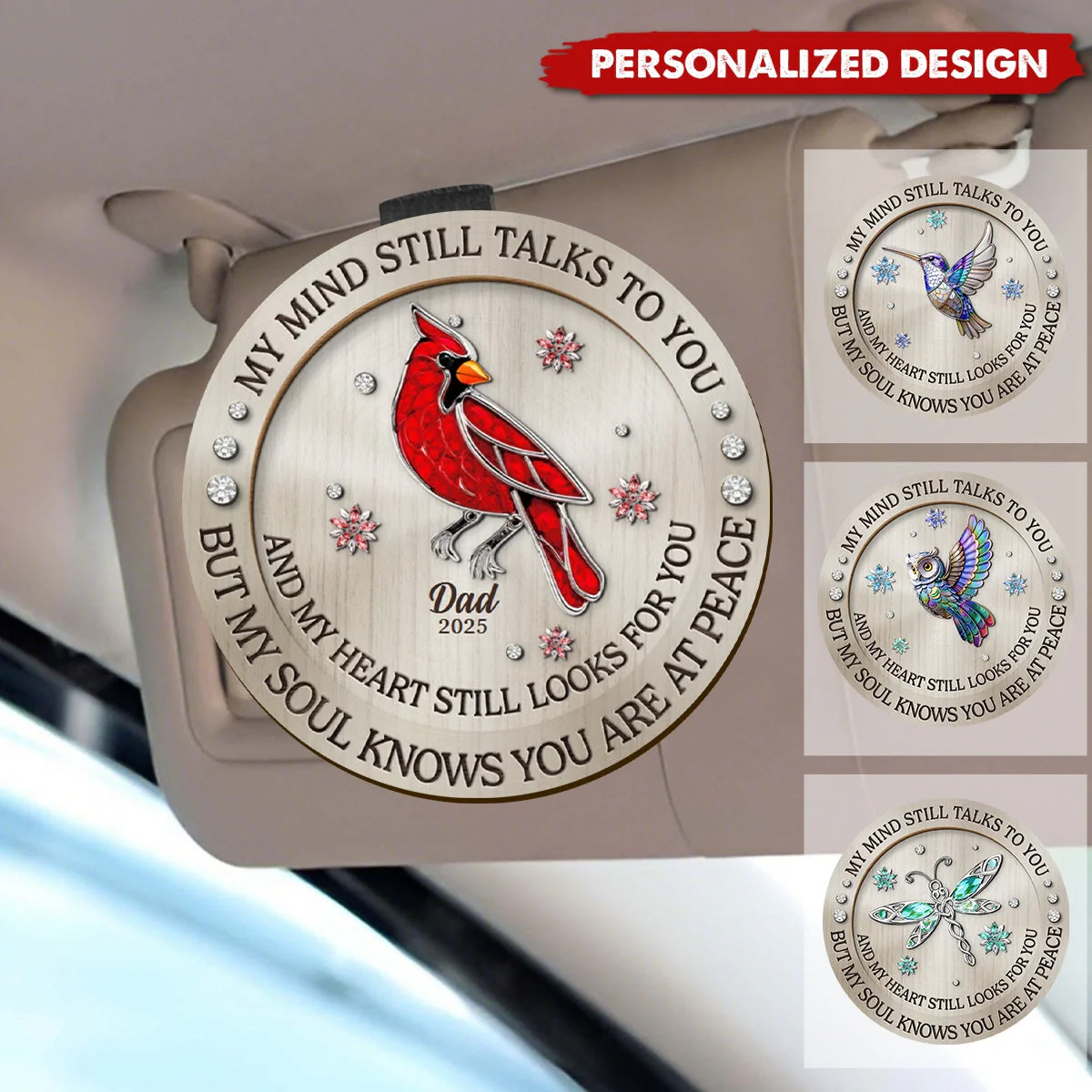 My Mind Still Talks To You-Personalized Memorial Car Visor Clip - Image 2