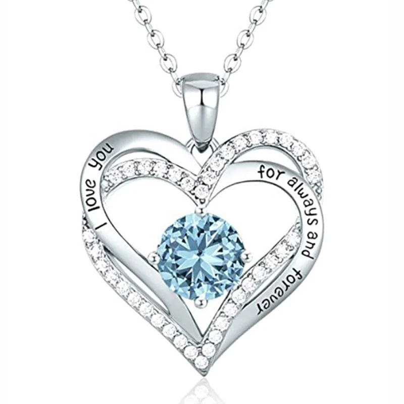 New Style Crystal Necklace Double Heart Mother Gift - Image 3