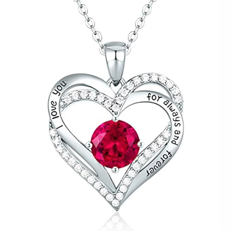 New Style Crystal Necklace Double Heart Mother Gift - Image 6