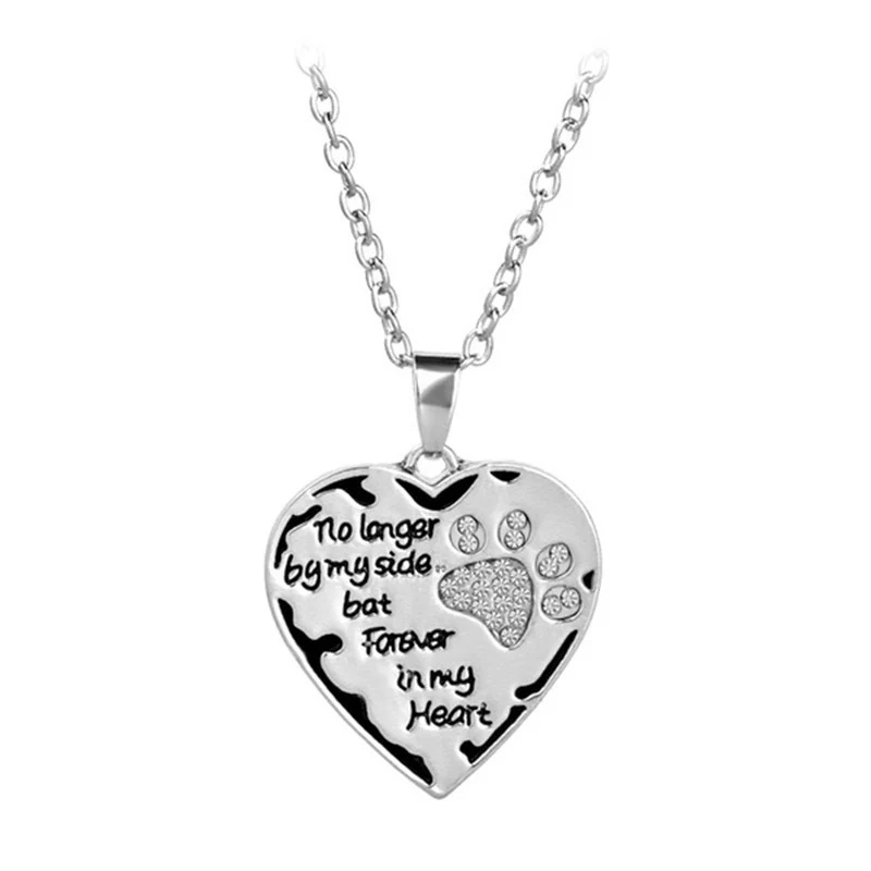 No Longer By My Side Heart Dog Paw Necklace - Image 3