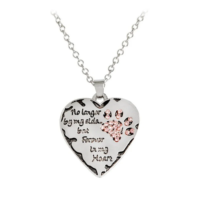 No Longer By My Side Heart Dog Paw Necklace - Image 4