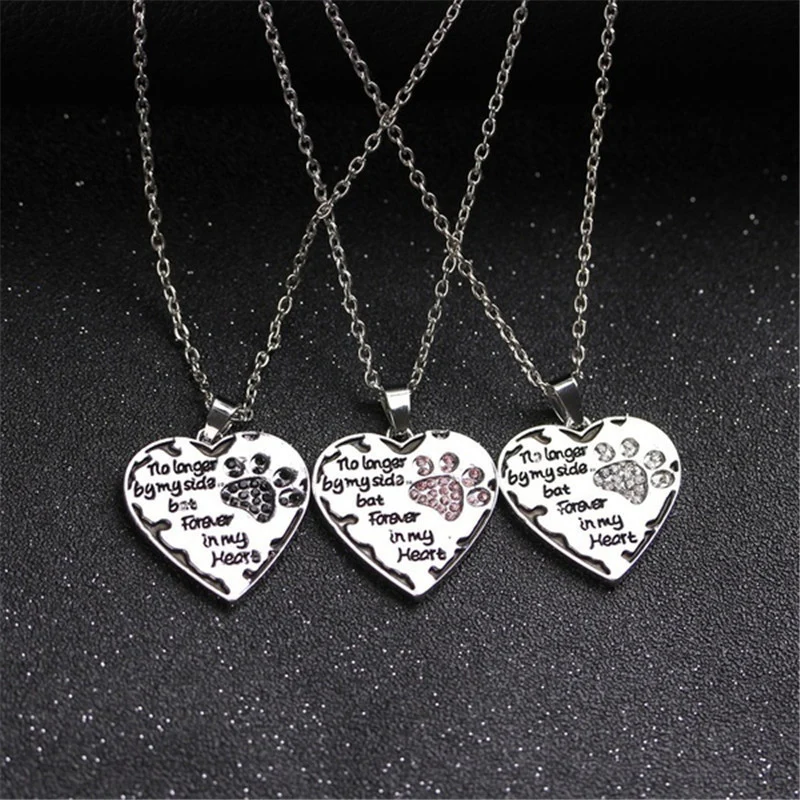 No Longer By My Side Heart Dog Paw Necklace - Image 5