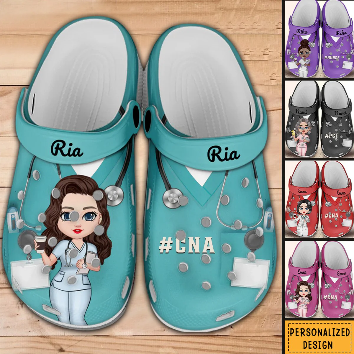 Nurse Scrub CNA RN Healthcare Worker Personalized Clog - Image 2