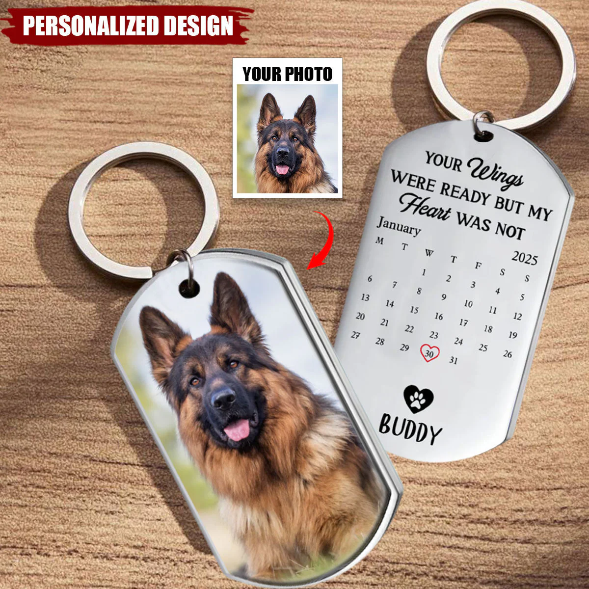 Once By My Side, Forever In My Heart-Personalized Memorial Pet keychain - Image 2