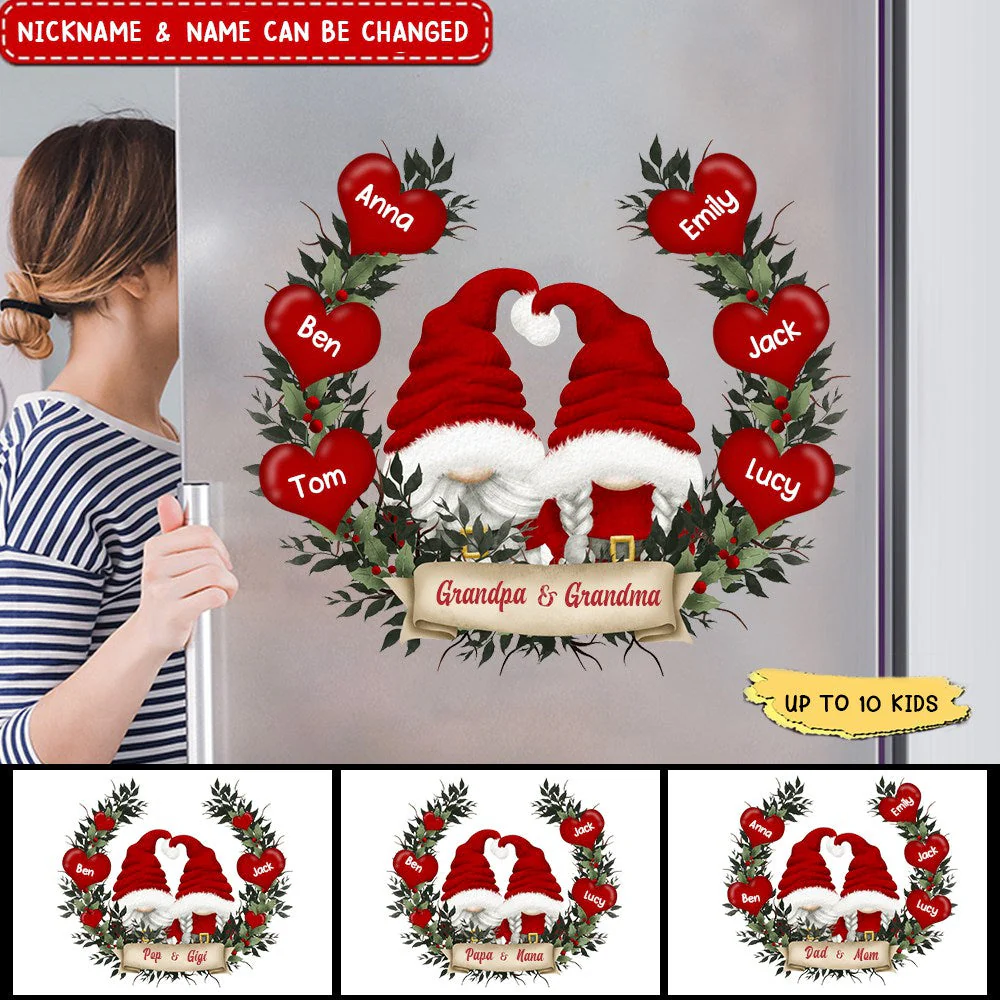 Papa & Nana With Heart Kids Christmas Personalized Decal Sticker