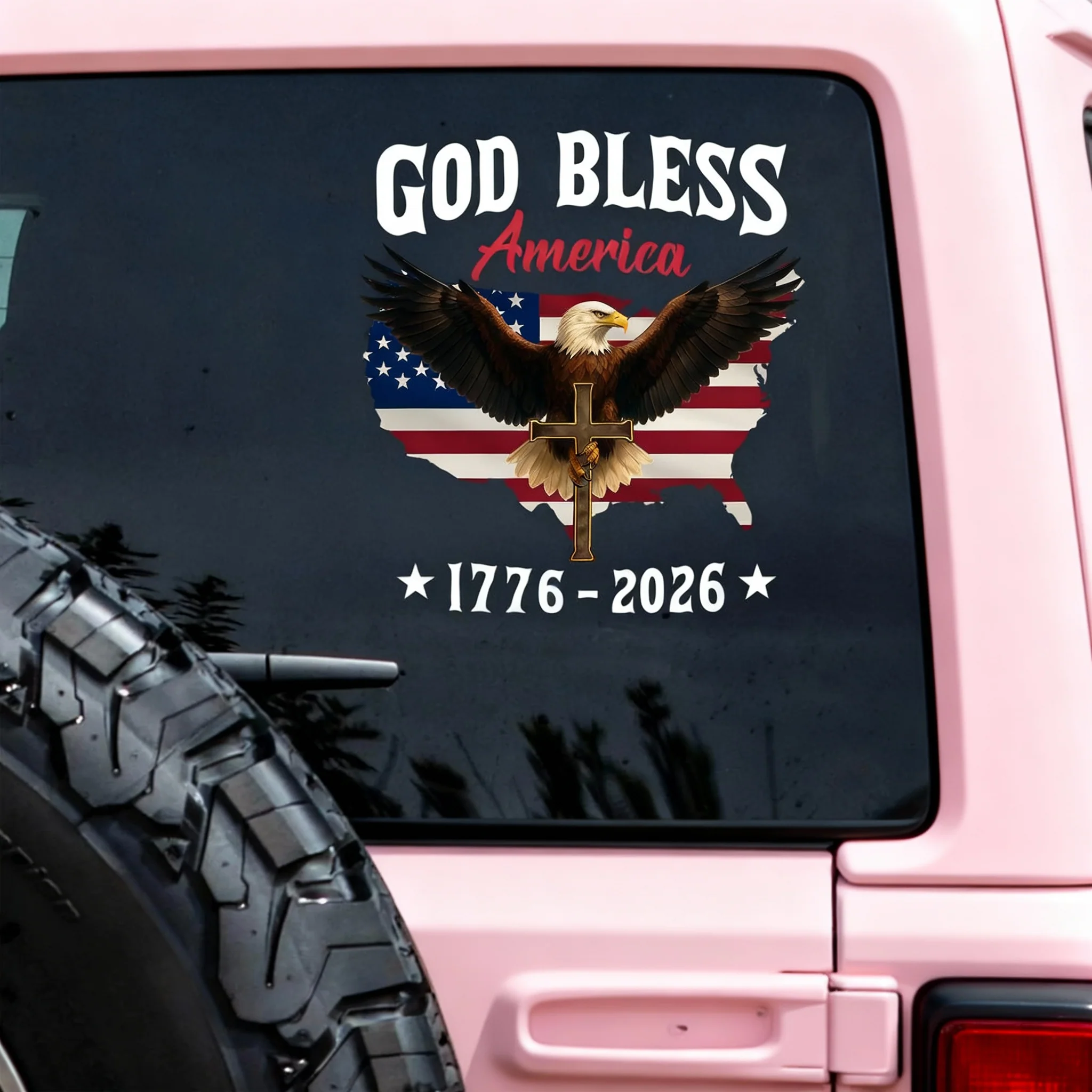 Patriotic 250th Anniversary God Bless America Eagle 1776–2026 Decal Sticker - Image 2