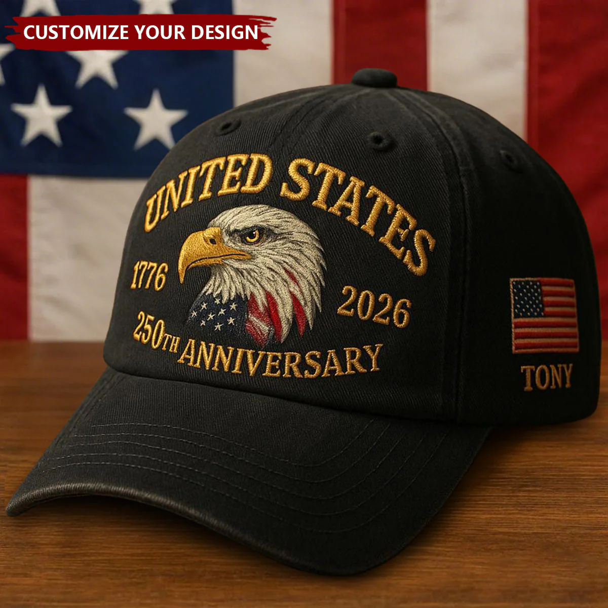 Patriotic Eagle United States 250th Anniversary 1776–2026 Personalized Cap - Image 4