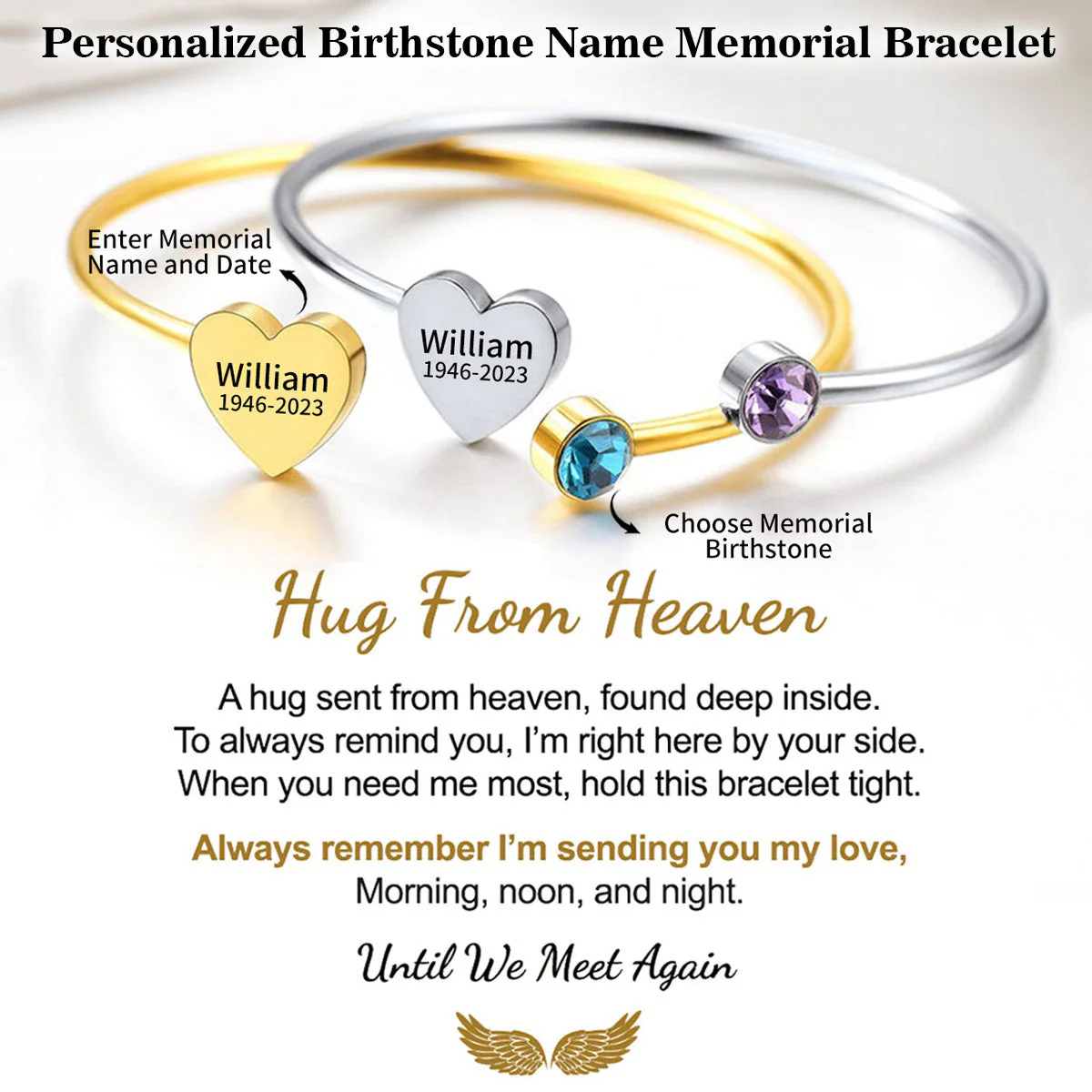 Personalized Heart Bracelet With Birthstone and Name - Image 2