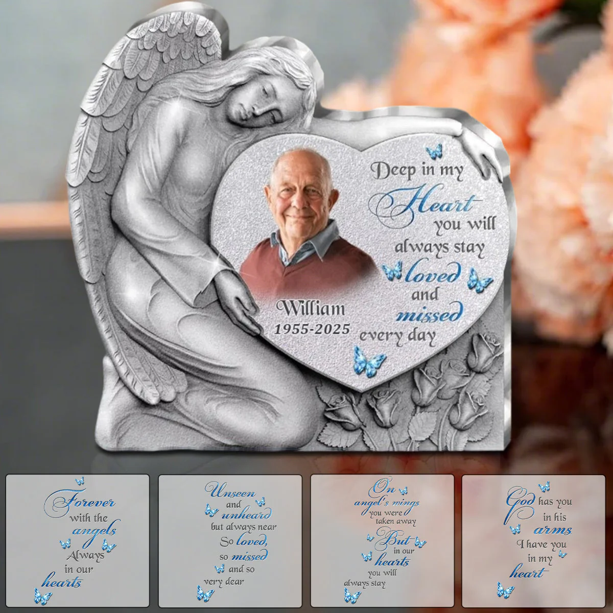 Personalized Angel Heart Acrylic Plaque, Memorial Gift - Image 2