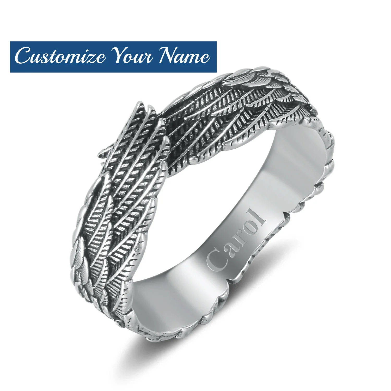 Personalized Name Angel Wing Ring - Image 2